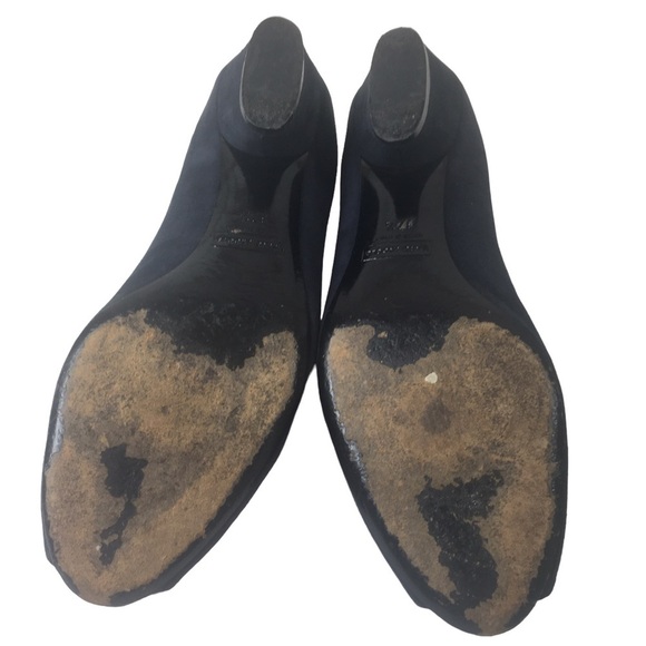 Marc Jacobs blue suede peep-toe pumps chunky low heel Size 37.5 / 7.5 - Picture 8 of 9